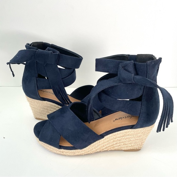Comfortview Zion Espadrille Wedge Sandals Navy - Picture 3 of 5